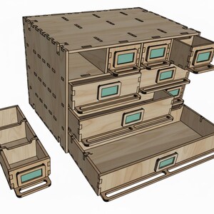 Laser cut modular organizer transformer with drawer, for storage tool, DIY, digital files svg cdr pdf dxf image 8