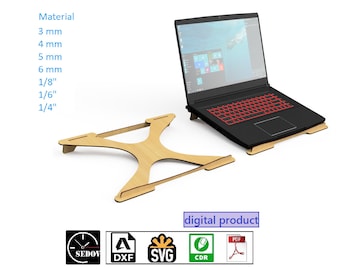 Lasergeschnittener Laptop-Ständer: Optimale Belüftung mit minimalistischem Look und komfortablem Design - DIY digitale Dateien svg cdr pdf dxf