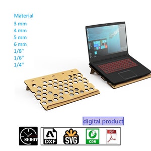 Lasergesneden eenvoudige laptopstandaard eenvoudige montage honingraat ventilatiehoogte 50 mm DIY digitale bestanden svg cdr pdf dxf