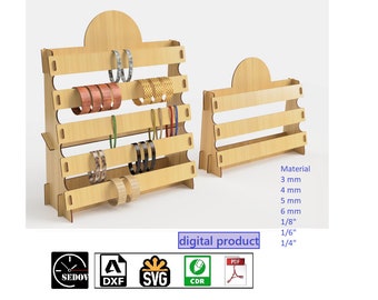 Laser cut simple Bracelet Stand Watch Organiser 2 sizes Bangle Holder - Simple Watch Stand - Jewelry Shop Showcase e-files svg cdr pdf dxf