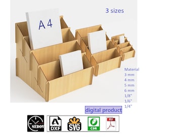 Laser Cut 4 Tier Display Case 3 sizes - Shop Showcase for Promotional Materials - Retail Display Stand - DIY digital files svg cdr pdf dxf