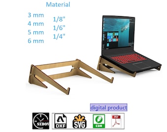 Laser Cut Easy Montage Laptop Ständer: Faltbares Design, leicht und vielseitig - minimalistisches Design - DIY digitale Dateien svg cdr pdf dxf