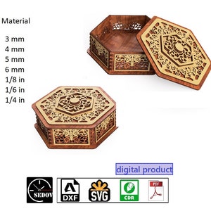 Scrigno intagliato con taglio laser bellissimo portagioie a strati contenente scatola portagioie regalo in legno file digitali fai da te in formato svg cdr pdf dxf