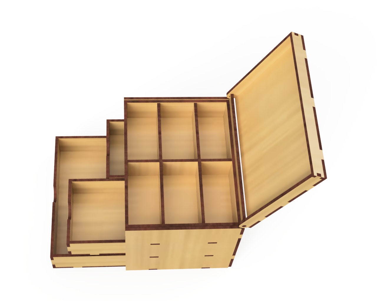 Laser Cut Organizer for Jewelry Storage With Drawers, Wooden Jewelry ...