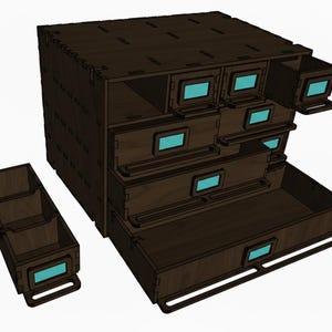 Laser cut modular organizer transformer with drawer, for storage tool, DIY, digital files svg cdr pdf dxf image 9