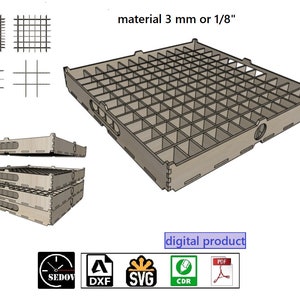 Caja de almacenamiento modular cortada con láser con ventas para varios artículos pequeños, cajas transformadores DIY, archivos digitales svg cdr pdf dxf