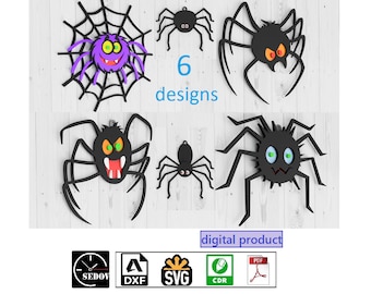 3D Spider Halloween Decor, Laser Cut Spider Sign Templates (Digital Download)