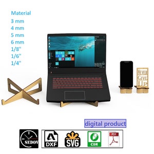 DIY Laser Cut Set Laptopständer und Telefonständer - Einfache Montage, perfekt für unterwegs! Einfaches zweiteiliges Design - digitale Dateien svg cdr pdf dxf