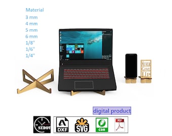 Laser Cut Laptop and Phone Stand Template: Travel-Friendly DIY Set (Digital Download)