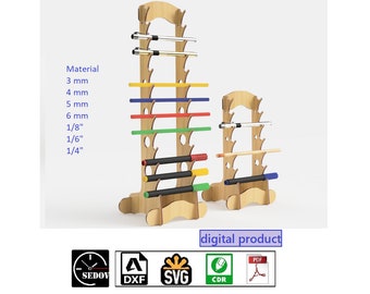 Laser Cut Pen Organiser Display Stand 2 Sizes Showcase - Marker Holder - Pencil Sales Shelf - selling felt-tip pencils DIY svg cdr pdf dxf