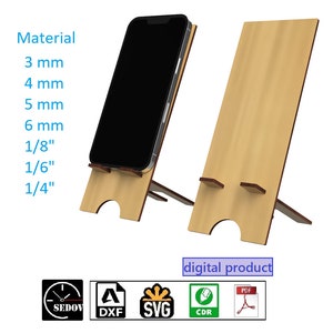 Supporto per telefono cellulare rettangolare tagliato al laser: portatile, versatile - Goditi la visualizzazione e la ricarica a mani libere file digitali fai-da-te svg cdr pdf dxf