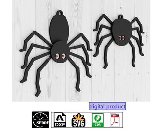 Laser Cut Hanging Spider Sign: Halloween Decor DIY (Digital Files)