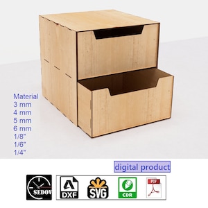 Organizador de cajones o cajonera cortado con láser, bricolaje, caja de almacenamiento, archivos digitales svg cdr pdf dxf