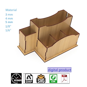 Portatovagliolo tagliato al laser, portaspezie, supporto da tavolo per bar, materiale 3-4-5 mm, file digitali fai da te in formato svg cdr pdf dxf