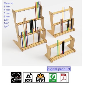 Découpé au laser présentoir 3 tailles vitrine - organisateur de crayons - support pour marqueurs - étagère de vente de stylos - pour la vente de produits cosmétiques bricolage svg cdr pdf dxf