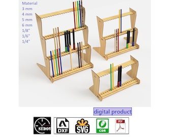 Laser Cut Retail Display Stand 3 Sizes Showcase - Pencil Organizer - Marker Stand - Pen Sales Shelf - for cosmetic sales DIY svg cdr pdf dxf