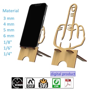 Laser geschnittener Handyständer Mittelfinger f-off Bild Original Handyhalter DIY digitale Dateien svg cdr pdf dxf