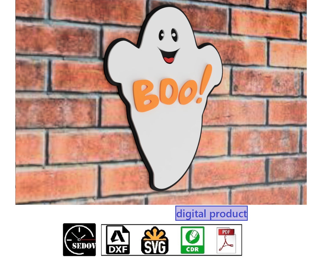 Laser Cut Halloween Sign BOO 3D Door Sign Happy Halloween Decor Cute ...