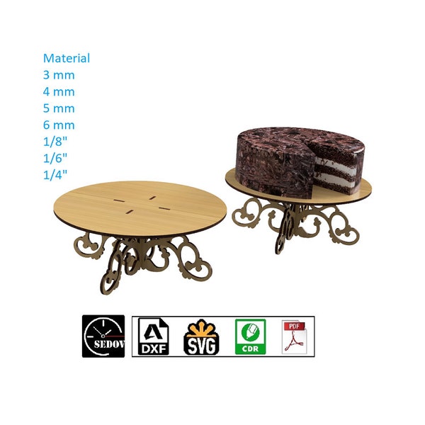 Laser Cut Decorative Cake Stand for Stunning Celebrations and Storefront Showcases beautiful cake holder DIY digital files svg cdr pdf dxf