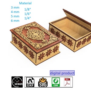 Esclusivo portagioie in legno tagliato al laser con elementi di arredo intagliati in stile orientale, scatola regalo per conservare preziosi ricordi, file fai da te in formato svg cdr pdf dxf