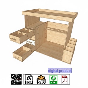 Laser cut Tool Desk Organiser craft boxes many compartments Multifunctional Cabinet for Storing DIY, digital files Svg cdr pdf dxf