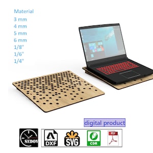 Soporte para computadora portátil cortado con láser Ventilación de panal pequeña de 30 mm de altura - Soporte para computadora portátil DIY archivos digitales svg cdr pdf dxf