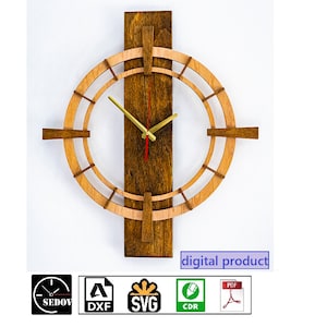 Relógio de parede grande vertical cortado a laser Plano de projeto cortado a laser Relógio de parede Arquivo SVG, Cdr, Dxf e PDF.