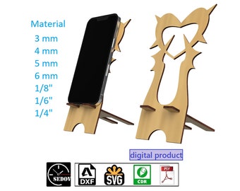 Laser Cut Phone Stand: Prickly Heart Design (Digital Files)