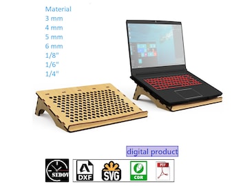 Lasergeschnittener Laptopständer mit Belüftungslöchern - Ergonomisches und praktisches Design, sicherer Griff - DIY Laserschnitt Vektordatei svg cdr pdf dxf