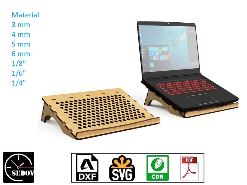 Laser Cut Laptop Stand With Ventilation Holes Ergonomic and Convenient