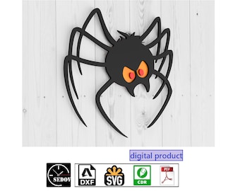 Laser Cut Spider Door Sign Template for Halloween Decorations Haunted Entrance  DIY digital files svg cdr pdf dxf