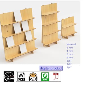 Lasergesneden Retail Planken voor kaarten Showcase Set 3 Maten Handel Plank Boekenplanken Vitrine Tentoonstelling Stands DIY svg cdr pdf dxf