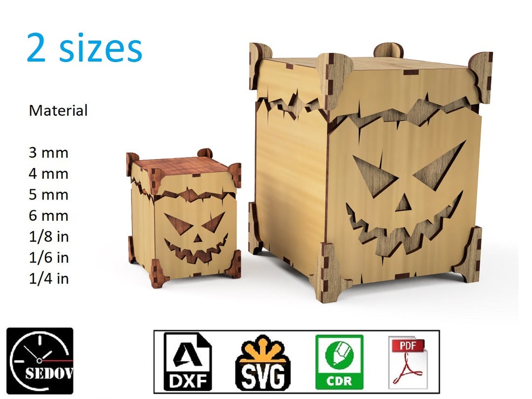 Laser Cut Halloween Box With Lid Candy Box or Gift Box Template Two