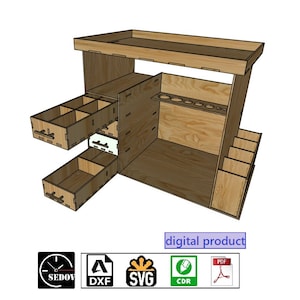 Organisateur de bureau à outils découpé au laser, boîtes de nombreux compartiments, armoire multifonctionnelle pour ranger vos fichiers, bricolage, fichiers numériques Svg cdr pdf dxf