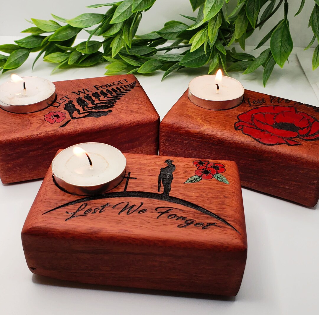 ANZAC Candle Holder, Personalized, Memorial, Remembrance Day, River Red