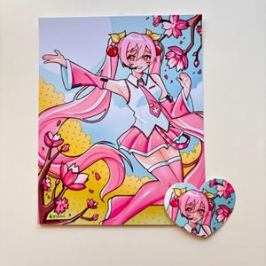Sakura Miku Art Print and Holographic Sticker - Vocaloid