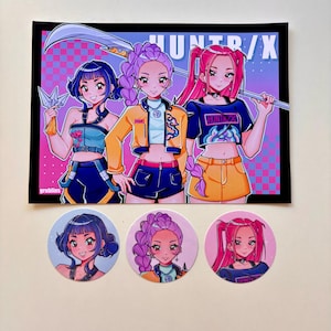 HUNTR/X print and holographic stickers// kpop demon hunter// kpop// rumi// Zoey// Mira