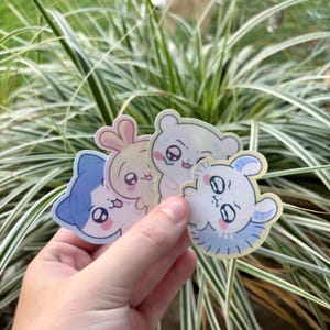 Chiikawa and friend holographic sticker set (includes all 4 characters) Chiikawa// Usagi// Momonga// Hachiware