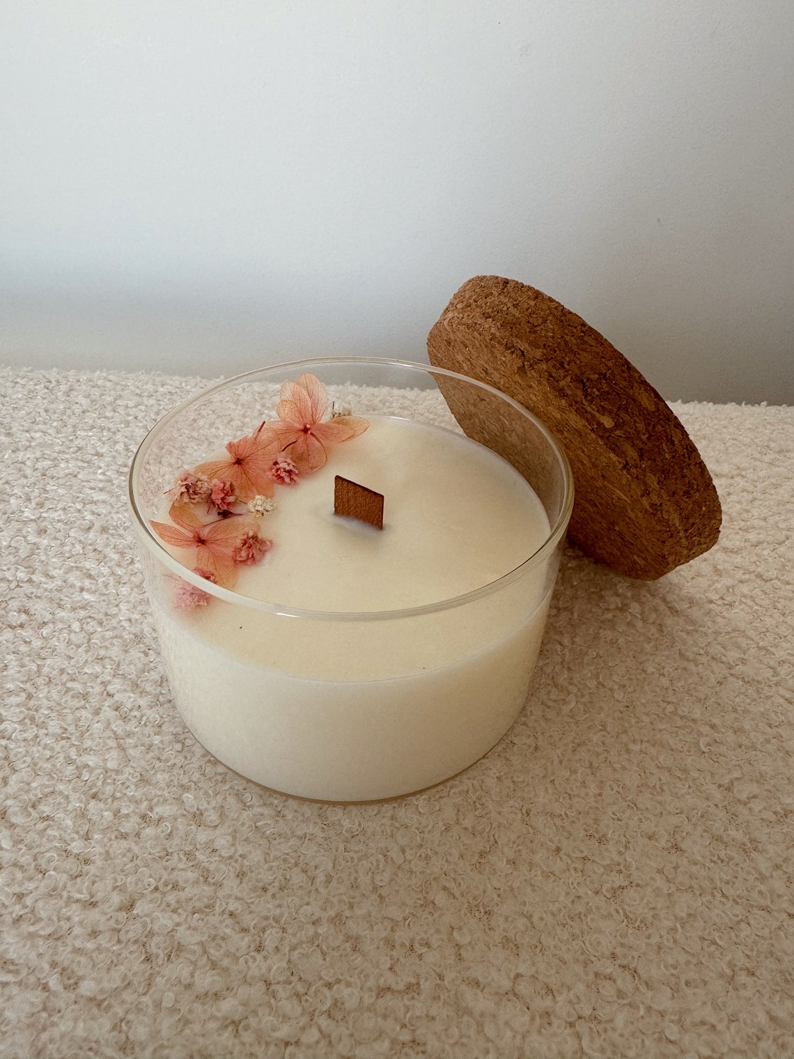 Candle Real Dried Flowers Under Glass With Soy Wax Lid Valentine's Day