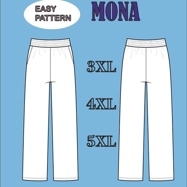 Blue Novelty Palazzo Pants Pattern main image 0