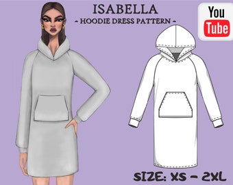 Hoodie Sewing Pattern Sweatshirt Pattern New Dress Pattern Hoodie Pattern Long Dress Patterns Sweatshirt Pattern PDF Hood pattern