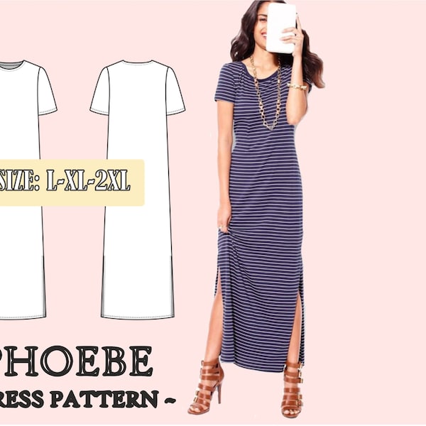 Phoebe  Maxi Dress Pattern PDF Sewing Patterns  Instant Download - No paper pattern will be posted Size XS - XXL