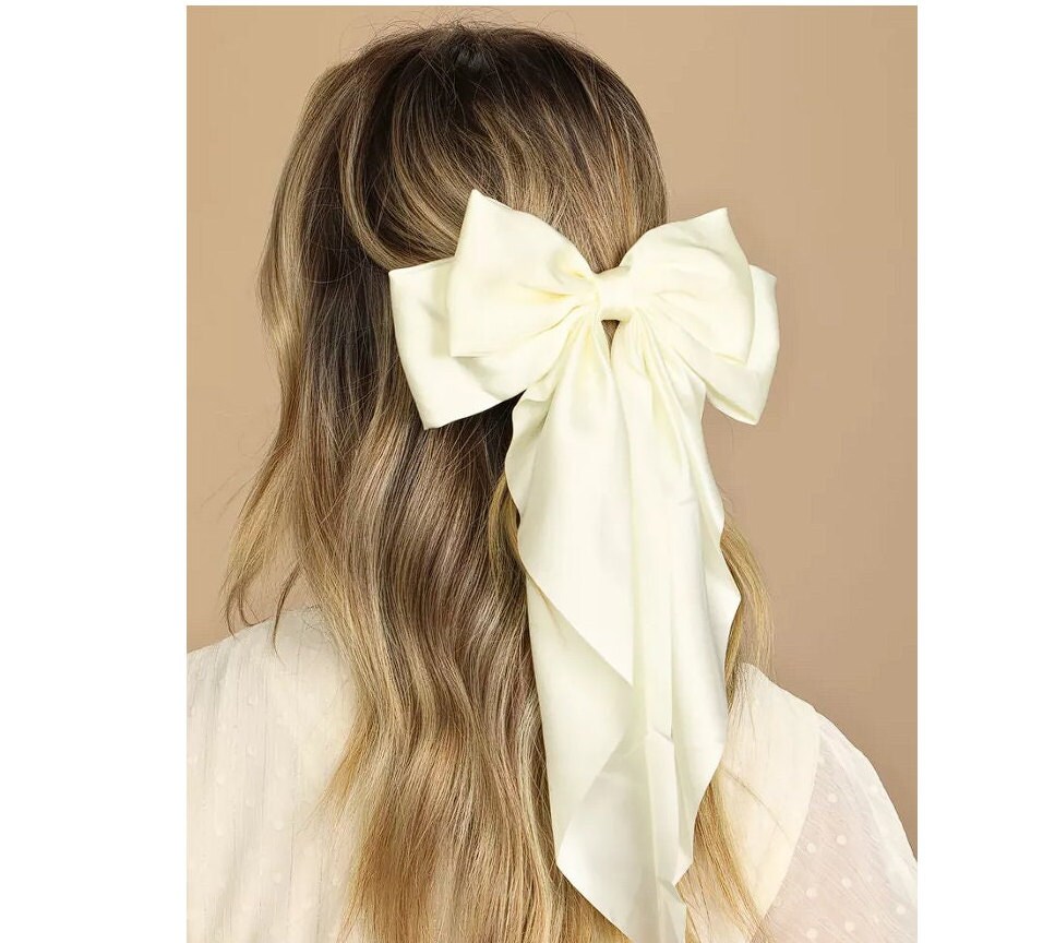 Unique Store Satin Hair Bows Ties for Girls Women SilkStylish French Bow  Hair Clip Bowknot