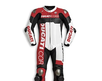 Ducati Motorbike Leather Suit - CE approved suit with Protective armours