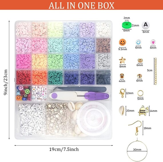 6000 Pcs Clay Beads Jewelry Making Kit For Bracelets - Includes 6mm Beads, Charms & Elastic Strings - View #2