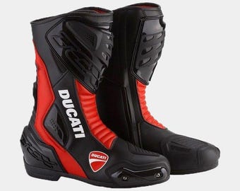 Botas de moto de primera calidad hechas a mano/Botas de cuero para montar a caballo de carreras de moto hechas a medida