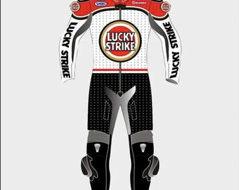 Op maat gemaakt leren Lucky Strike-pak Topkwaliteit - CE-goedgekeurd motorpak met beschermende kleding