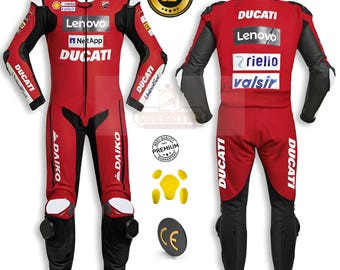 Ducati leren motorpak uit één stuk - CE-goedgekeurd motorrijpak met beschermende kleding
