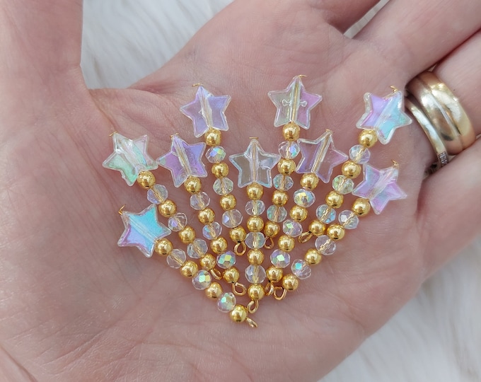 Kleiner Zahnfee-Zauberstab: Harz-Kristalle, goldenes Glitzer-Fläschchen