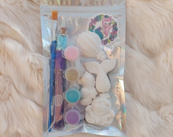 Kit artigianale per dipingere le tue figure di sirene: bomboniera per le feste